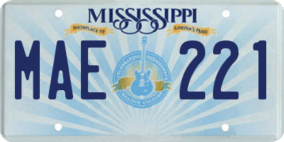MS license plate MAE221