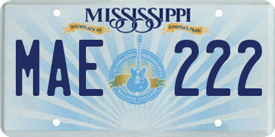 MS license plate MAE222