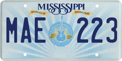 MS license plate MAE223