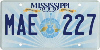 MS license plate MAE227