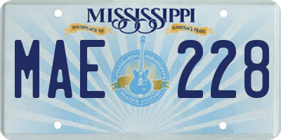 MS license plate MAE228