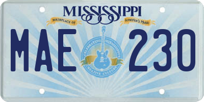 MS license plate MAE230