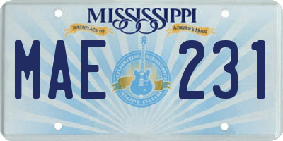 MS license plate MAE231