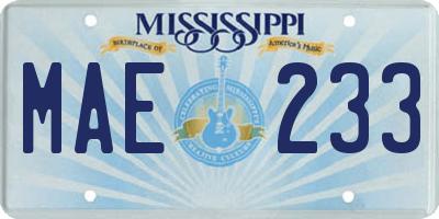 MS license plate MAE233