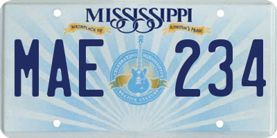 MS license plate MAE234