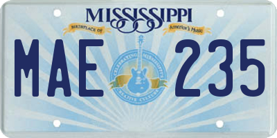MS license plate MAE235