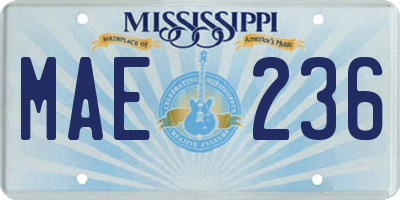 MS license plate MAE236