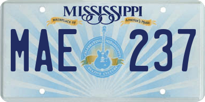 MS license plate MAE237