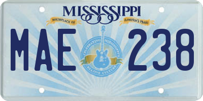 MS license plate MAE238