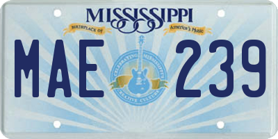 MS license plate MAE239