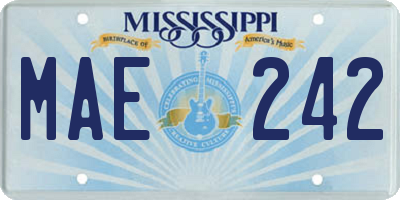 MS license plate MAE242