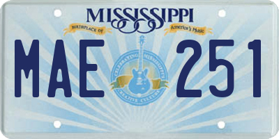 MS license plate MAE251