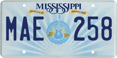 MS license plate MAE258