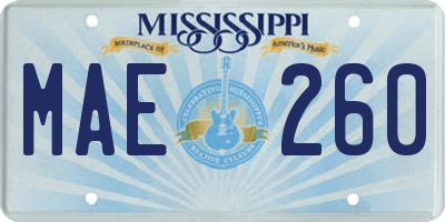 MS license plate MAE260