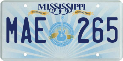 MS license plate MAE265