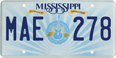 MS license plate MAE278