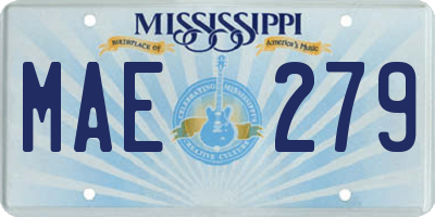 MS license plate MAE279