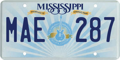 MS license plate MAE287