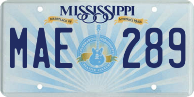 MS license plate MAE289