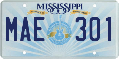 MS license plate MAE301