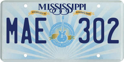 MS license plate MAE302
