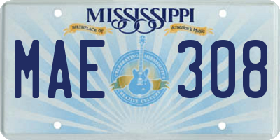 MS license plate MAE308