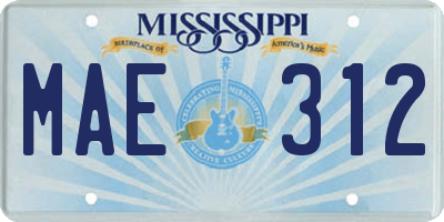 MS license plate MAE312