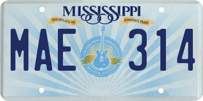 MS license plate MAE314