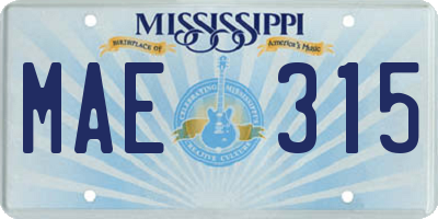 MS license plate MAE315