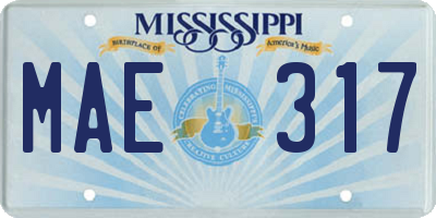 MS license plate MAE317