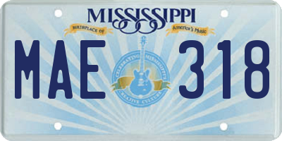 MS license plate MAE318