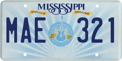 MS license plate MAE321