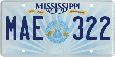 MS license plate MAE322