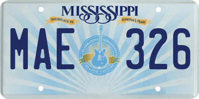 MS license plate MAE326