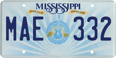 MS license plate MAE332