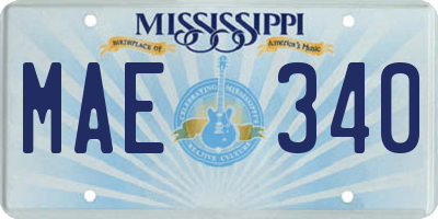 MS license plate MAE340