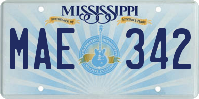MS license plate MAE342