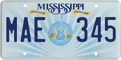 MS license plate MAE345