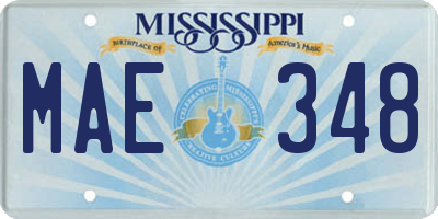MS license plate MAE348