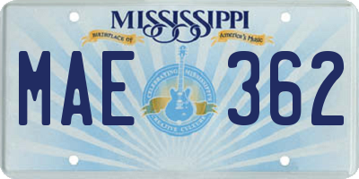 MS license plate MAE362