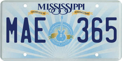 MS license plate MAE365