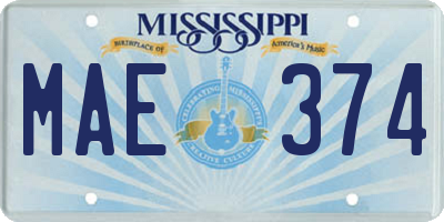 MS license plate MAE374