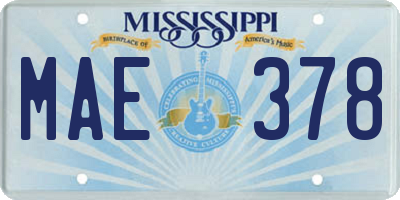MS license plate MAE378