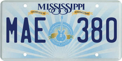 MS license plate MAE380