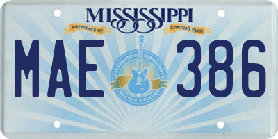 MS license plate MAE386