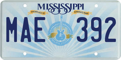 MS license plate MAE392