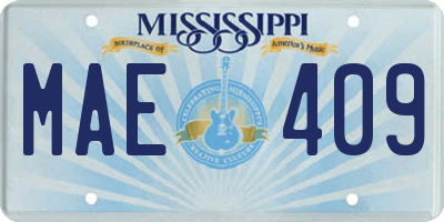 MS license plate MAE409