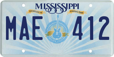MS license plate MAE412