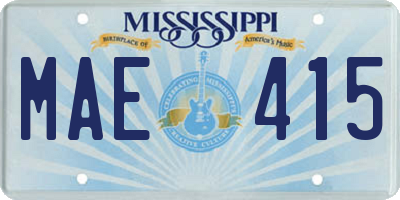 MS license plate MAE415