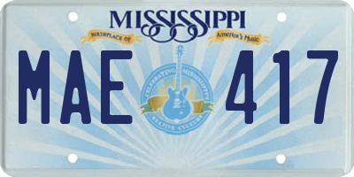 MS license plate MAE417